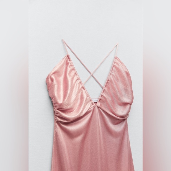 ZARA Pink Metallic Midi Dress, New! - Picture 7 of 13